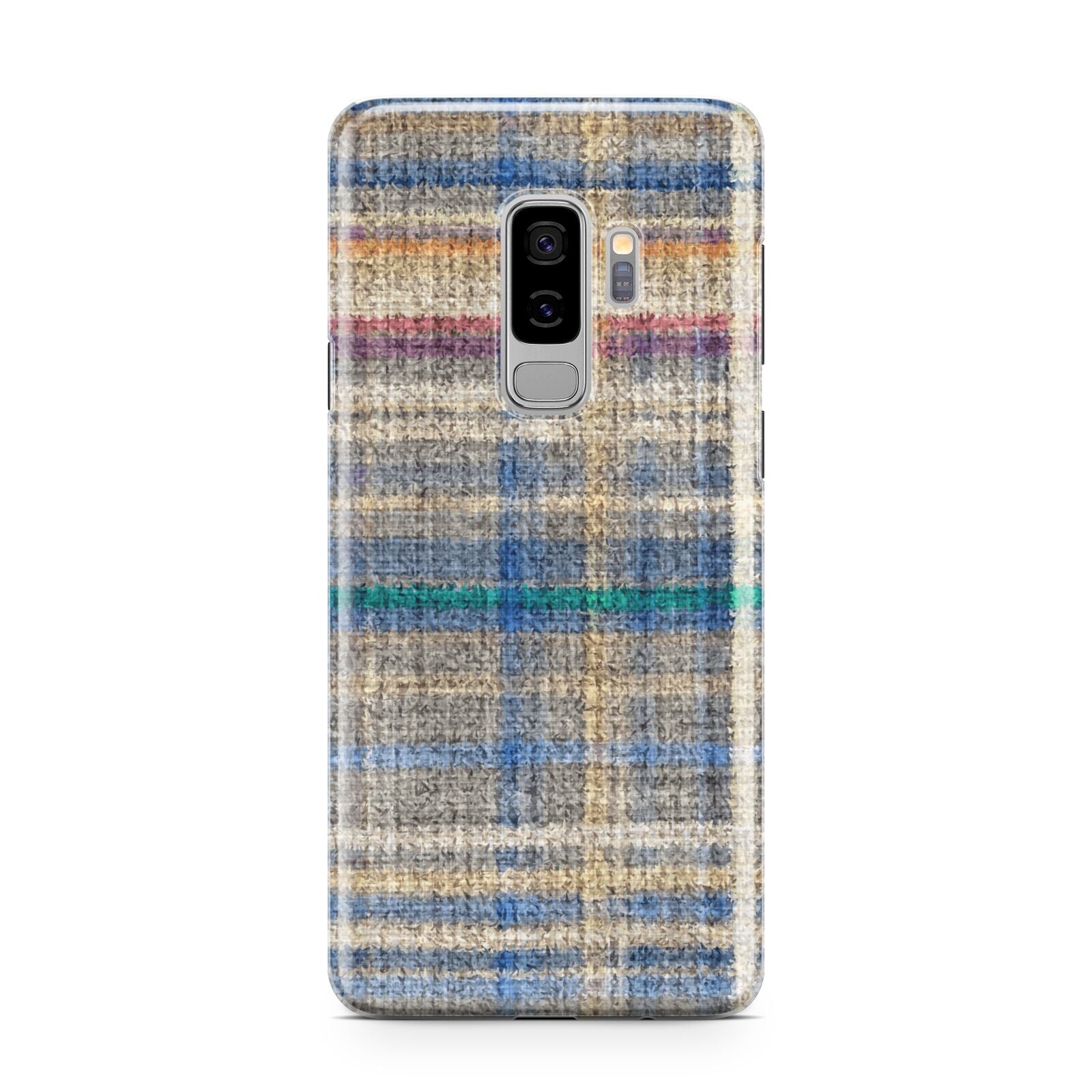 Fabric Plaid Samsung Galaxy S9 Plus Case on Silver phone