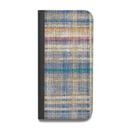 Fabric Plaid Vegan Leather Flip iPhone Case