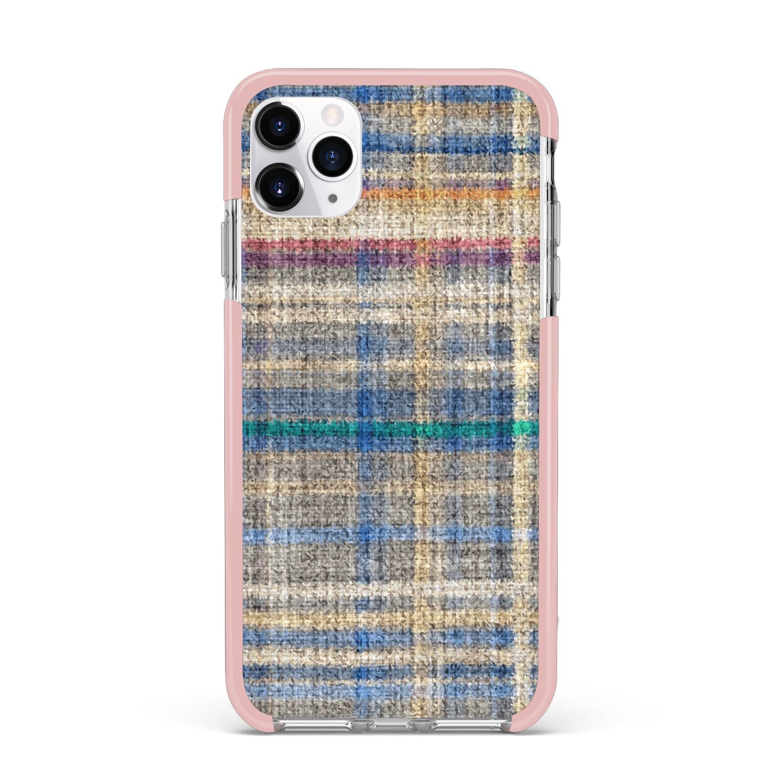 Fabric Plaid iPhone 11 Pro Max Impact Pink Edge Case