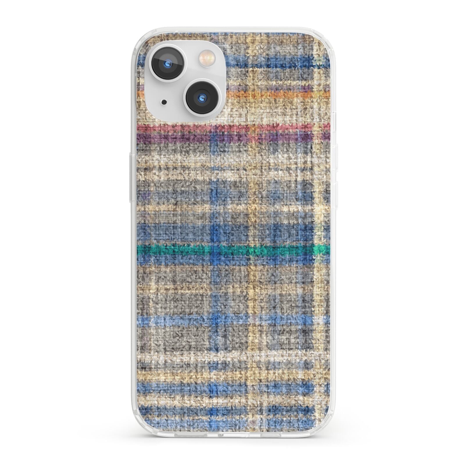 Fabric Plaid iPhone 13 Clear Bumper Case