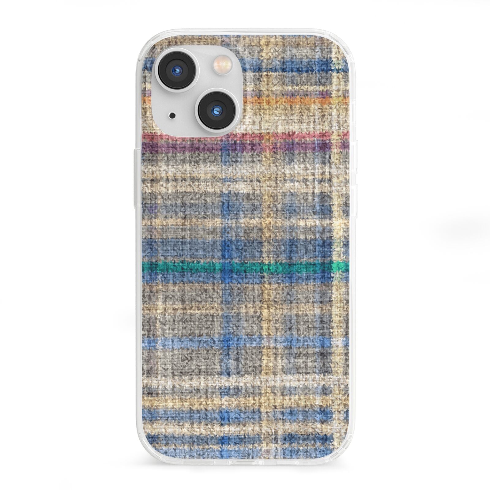 Fabric Plaid iPhone 13 Mini Clear Bumper Case