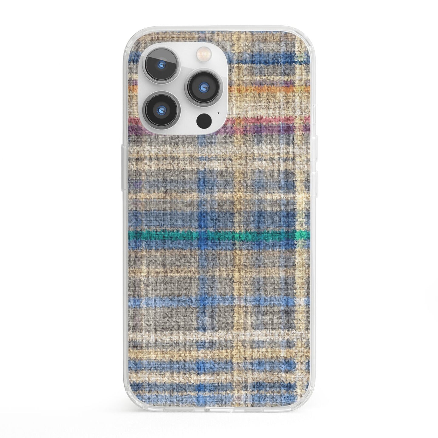 Fabric Plaid iPhone 13 Pro Clear Bumper Case