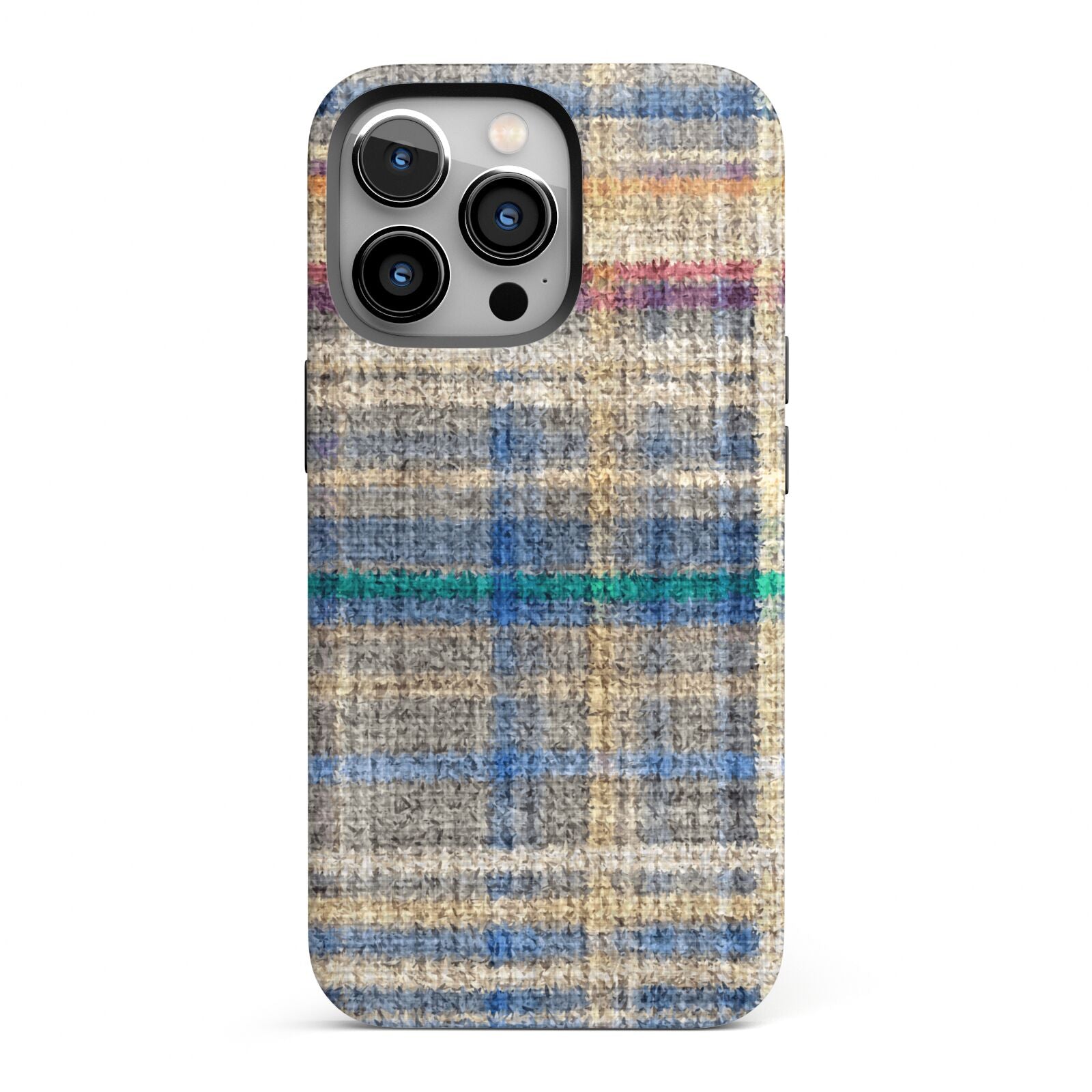 Fabric Plaid iPhone 13 Pro Full Wrap 3D Tough Case