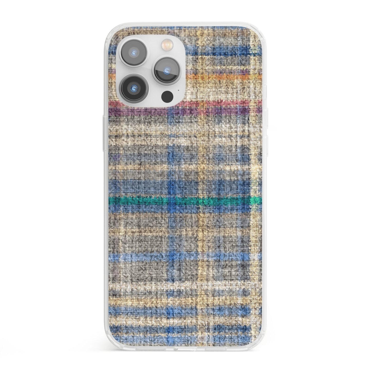 Fabric Plaid iPhone 13 Pro Max Clear Bumper Case