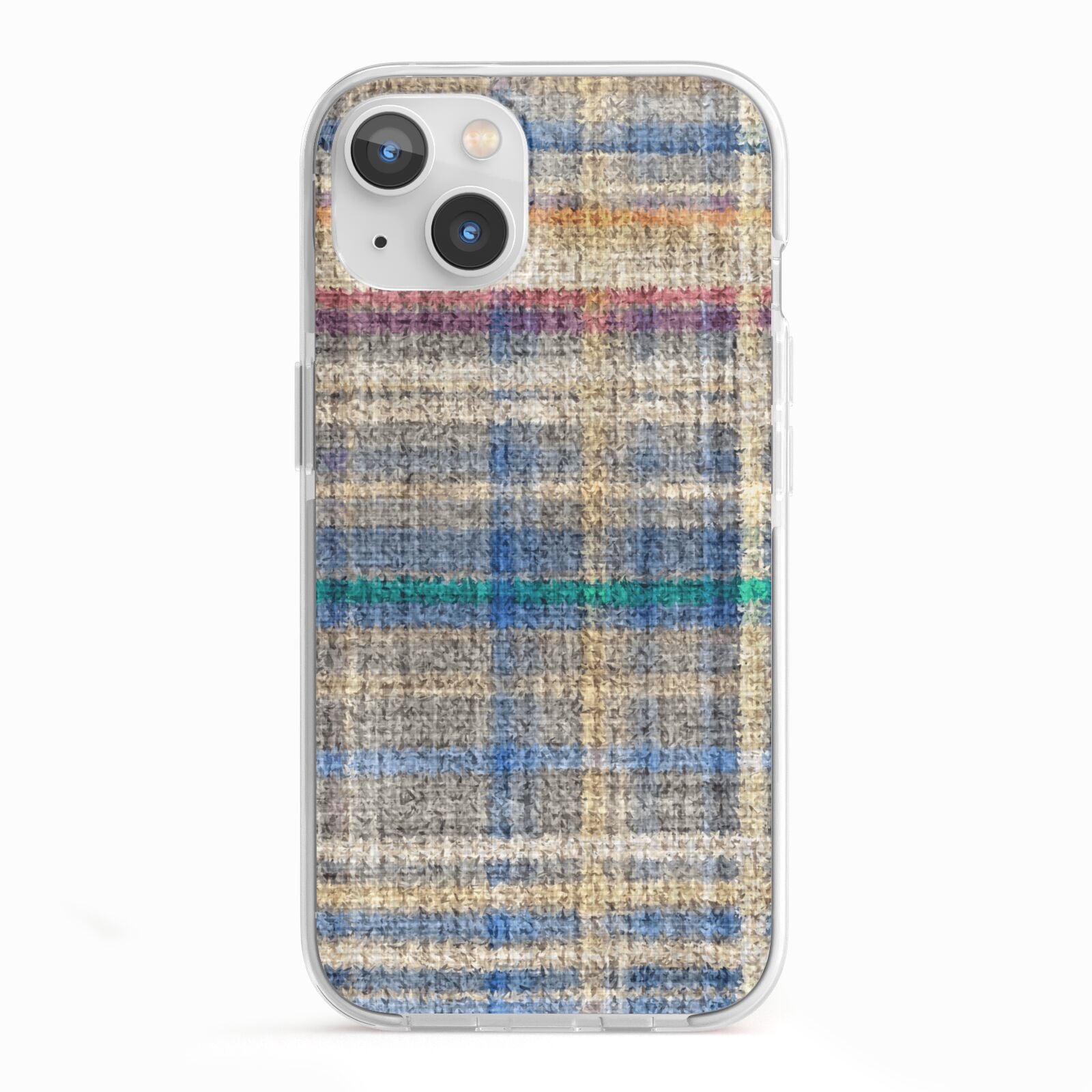 Fabric Plaid iPhone 13 TPU Impact Case with White Edges