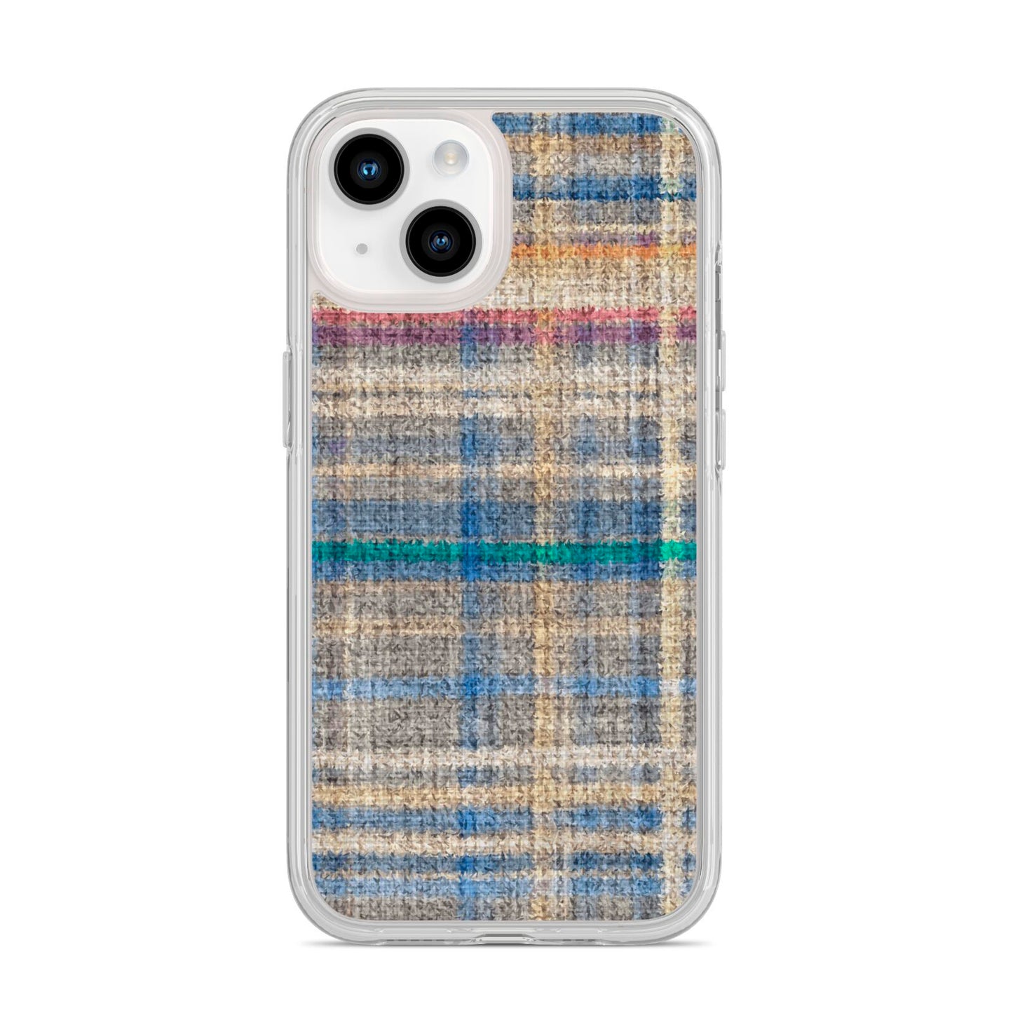 Fabric Plaid iPhone 14 Clear Tough Case Starlight