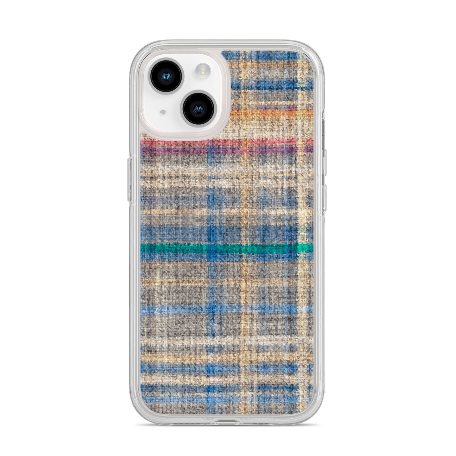 Fabric Plaid iPhone 14 Clear Tough Case Starlight