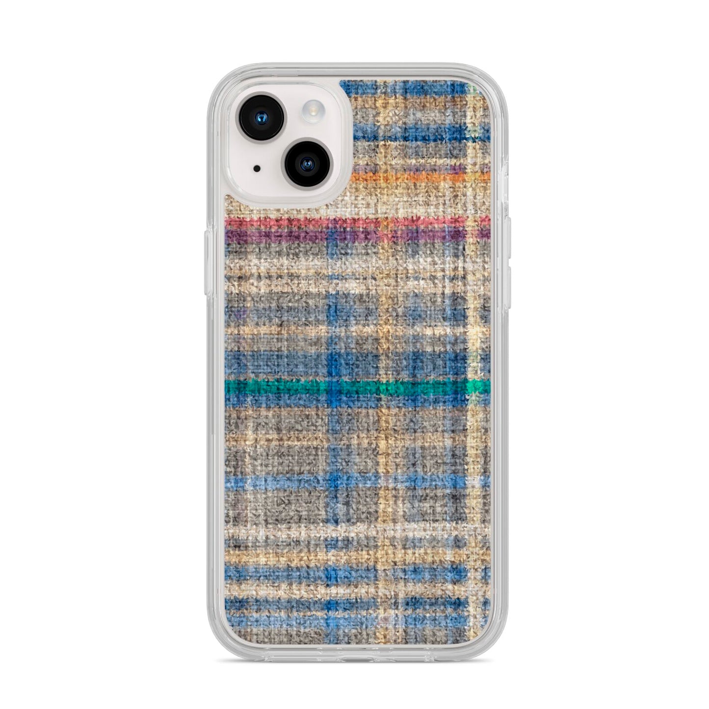 Fabric Plaid iPhone 14 Plus Clear Tough Case Starlight