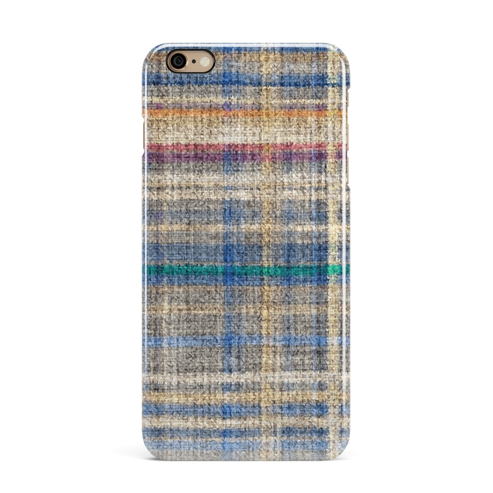 Fabric Plaid iPhone 6 Plus 3D Snap Case on Gold Phone