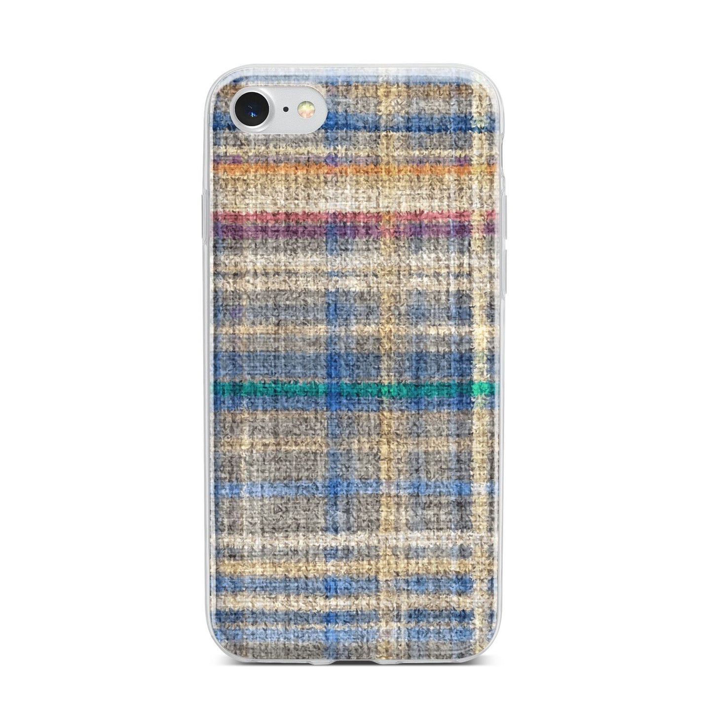 Fabric Plaid iPhone 7 Bumper Case on Silver iPhone