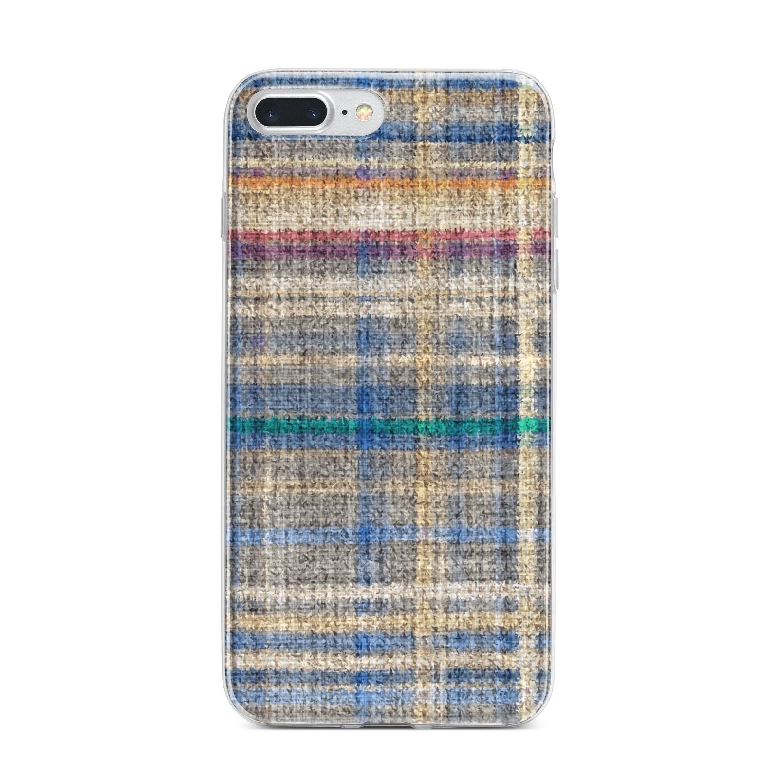 Fabric Plaid iPhone 7 Plus Bumper Case on Silver iPhone