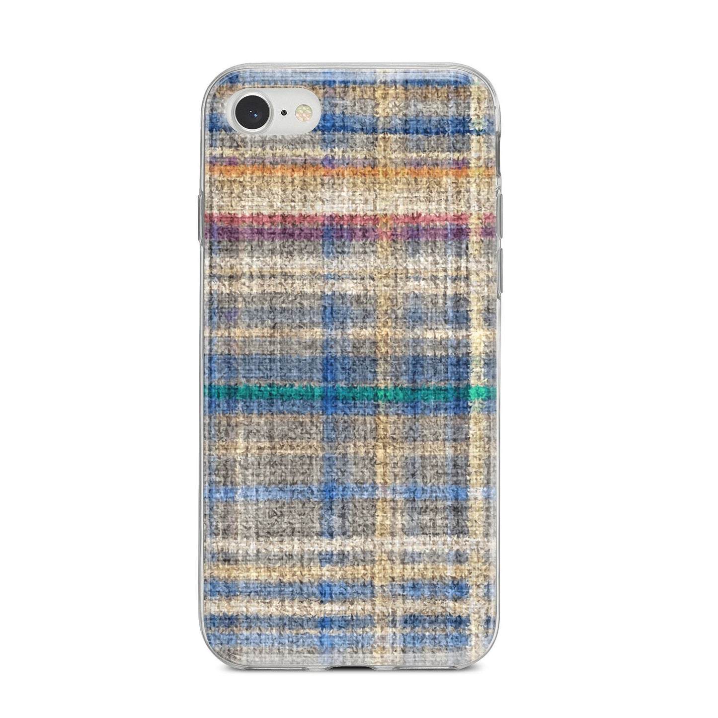 Fabric Plaid iPhone 8 Bumper Case on Silver iPhone