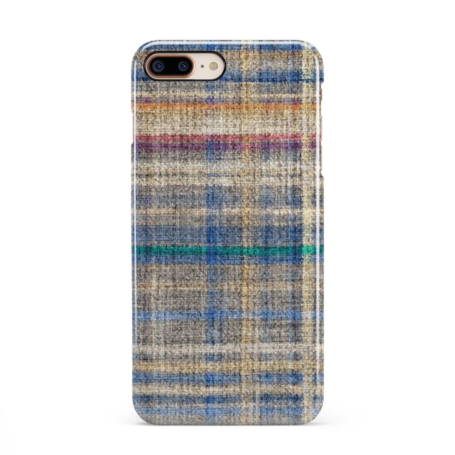 Fabric Plaid iPhone 8 Plus 3D Snap Case on Gold Phone