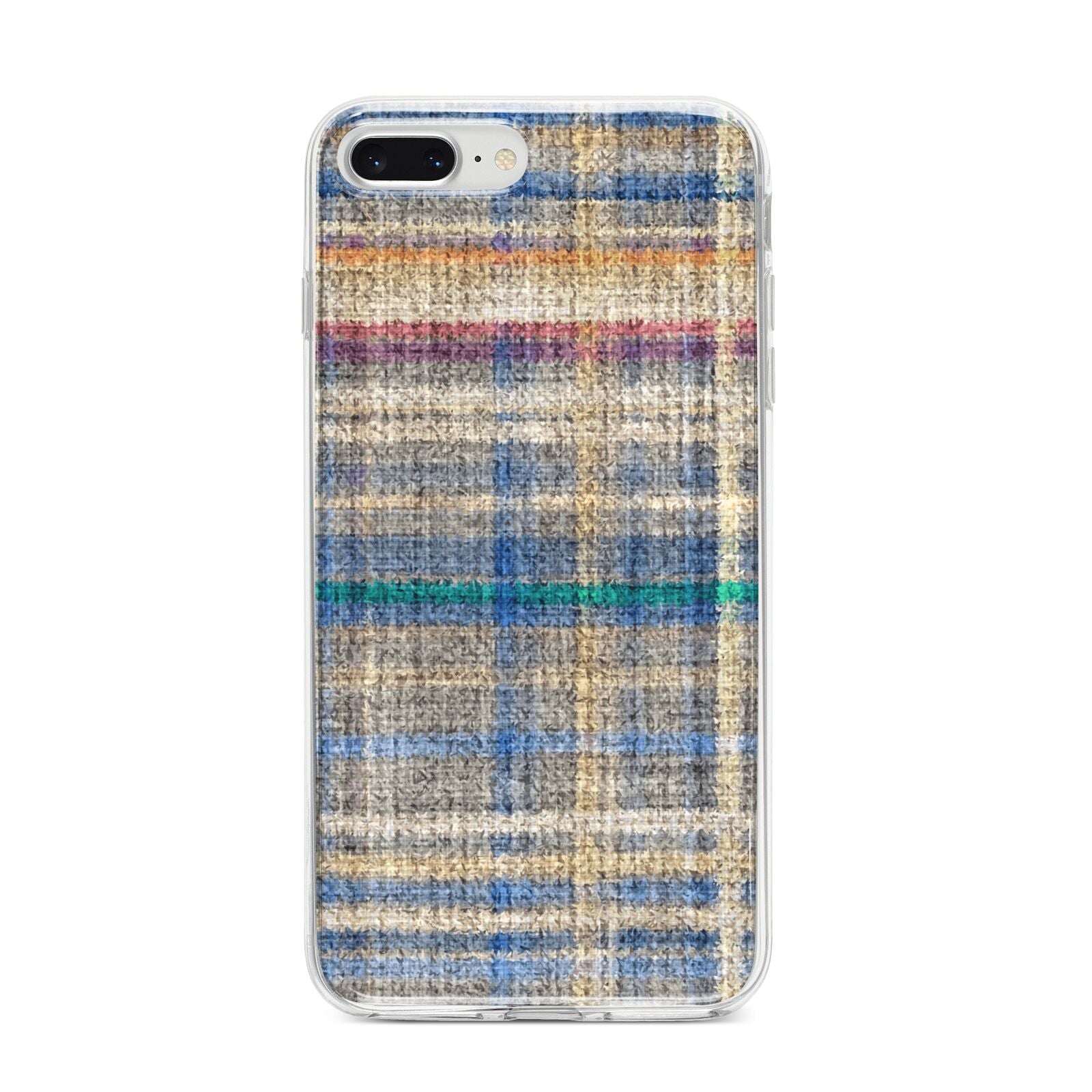 Fabric Plaid iPhone 8 Plus Bumper Case on Silver iPhone