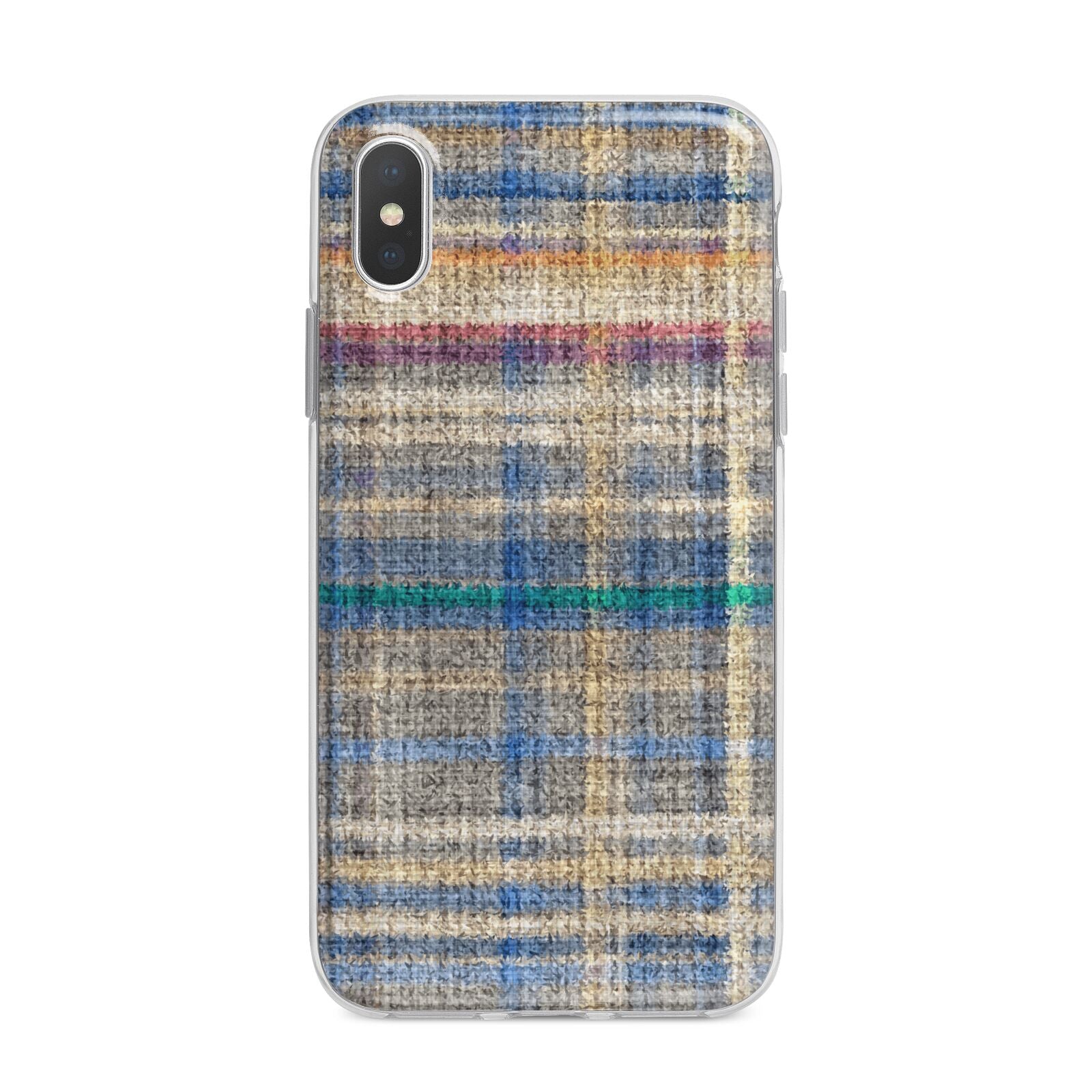 Fabric Plaid iPhone X Bumper Case on Silver iPhone Alternative Image 1