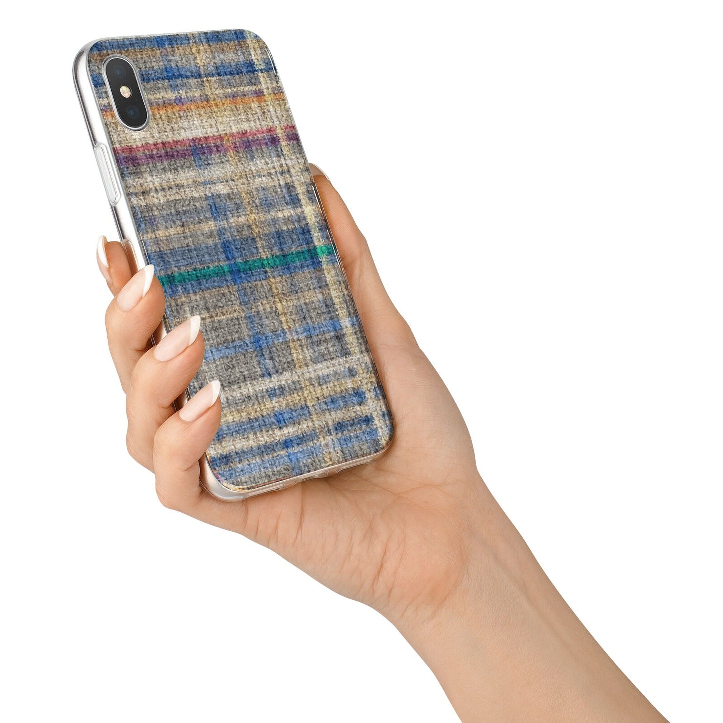 Fabric Plaid iPhone X Bumper Case on Silver iPhone Alternative Image 2