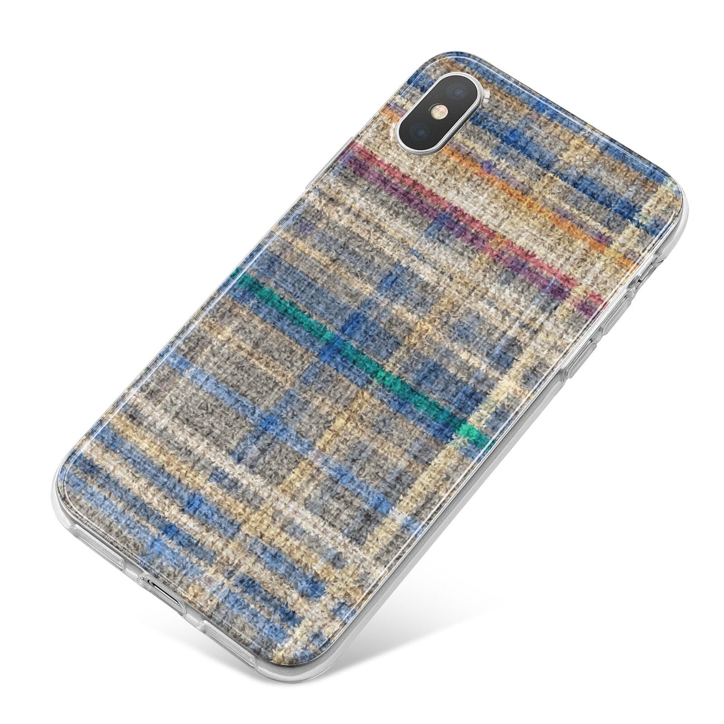 Fabric Plaid iPhone X Bumper Case on Silver iPhone