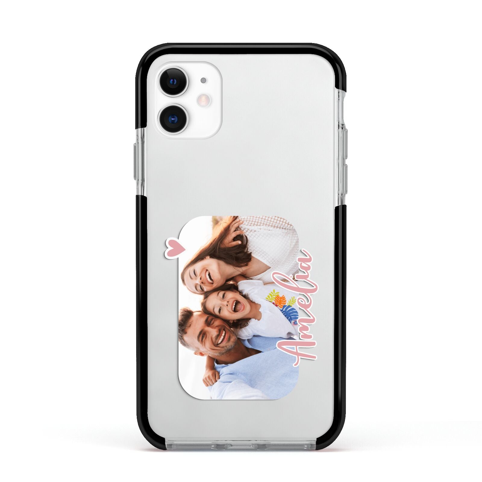 Family Photo Personalised Apple iPhone 11 in White with Black Impact Case