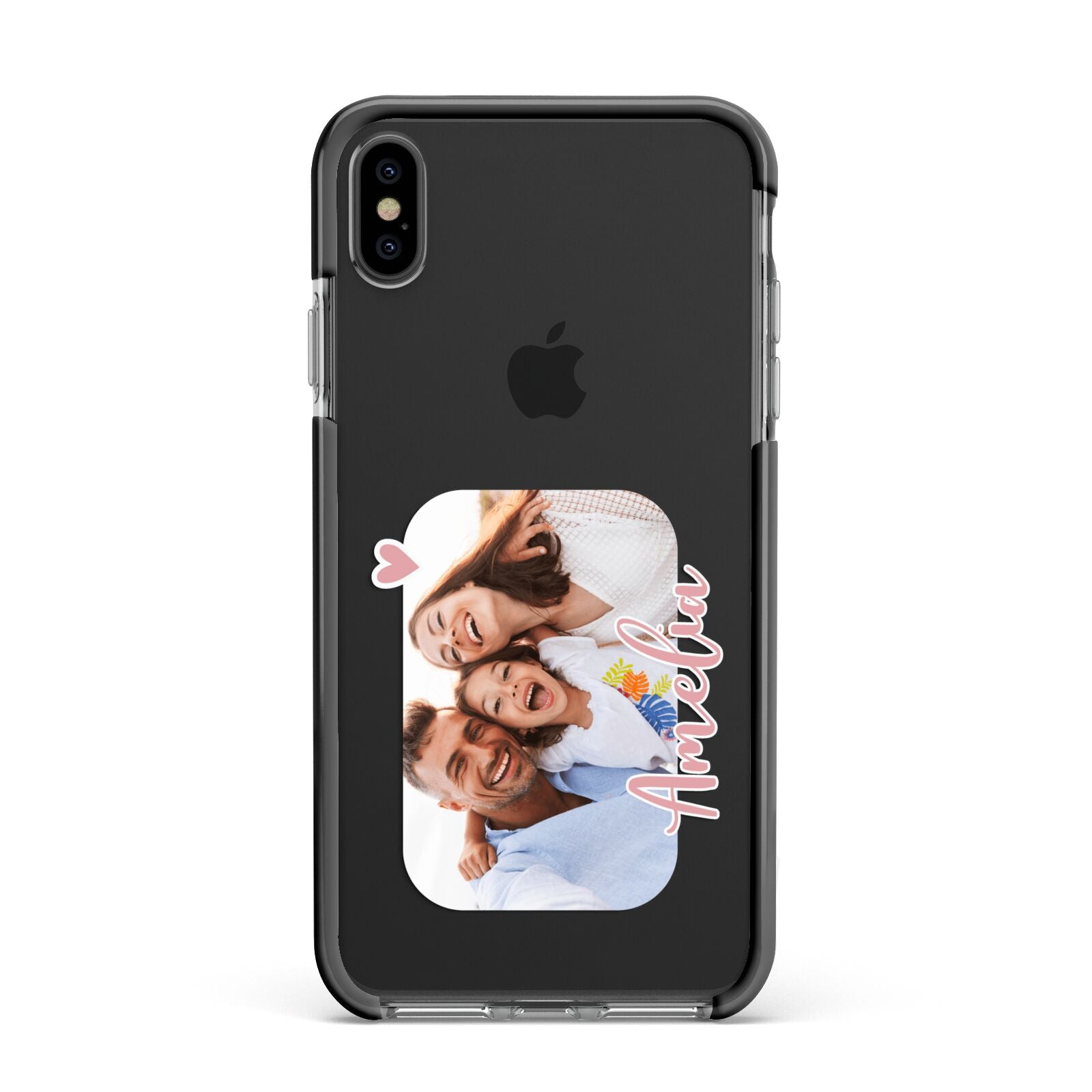 Family Photo Personalised Apple iPhone Xs Max Impact Case Black Edge on Black Phone