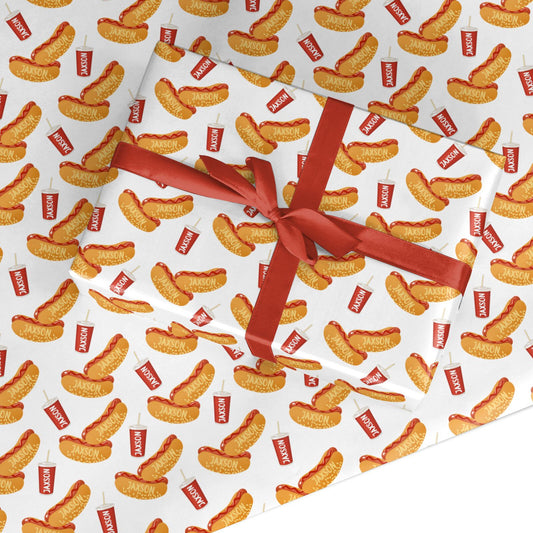 Fast Food Print with Name Custom Wrapping Paper