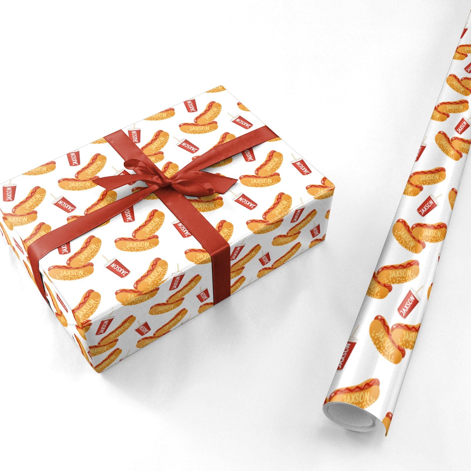 Fast Food Print with Name Personalised Wrapping Paper