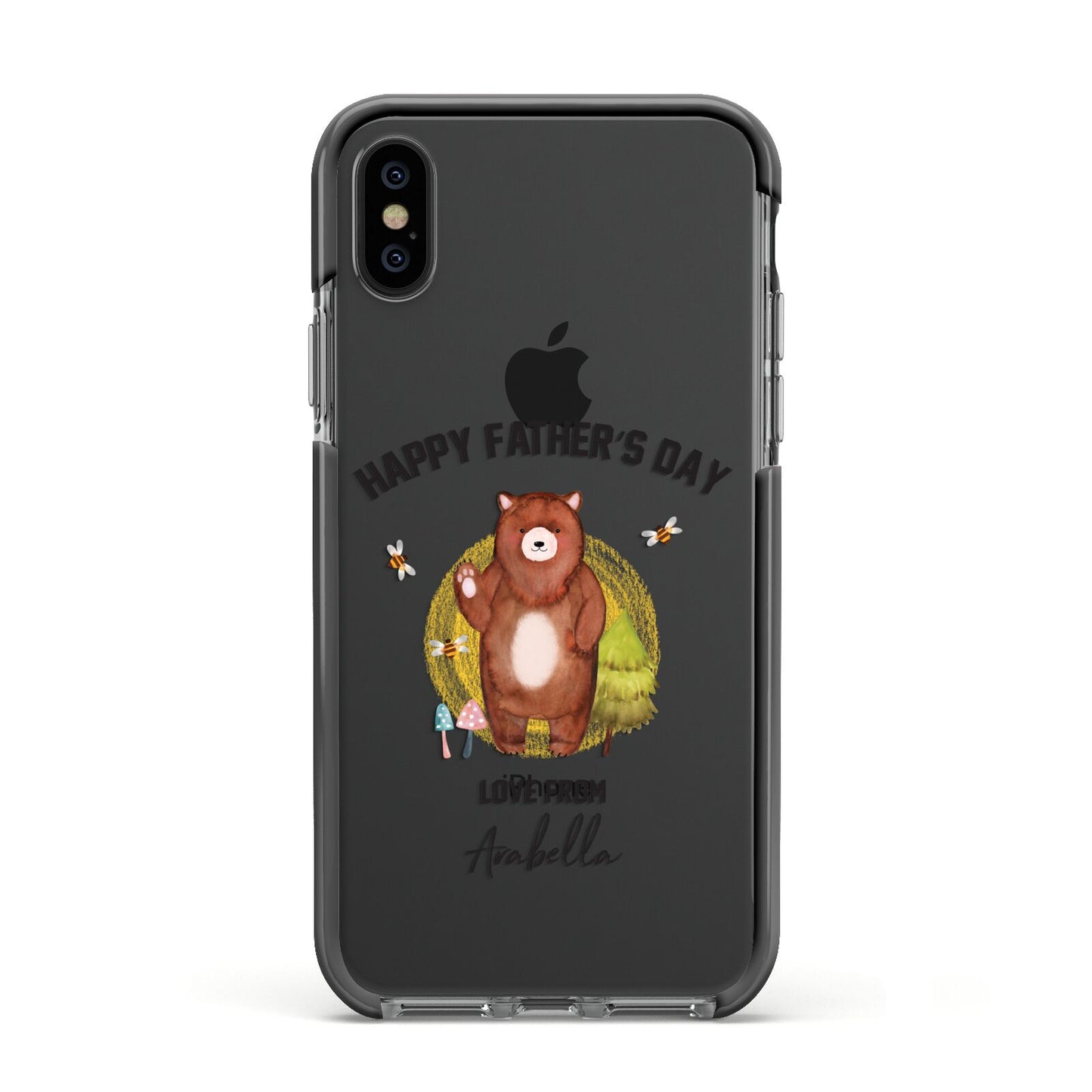 Fathers Day Bear Apple iPhone Xs Impact Case Black Edge on Black Phone