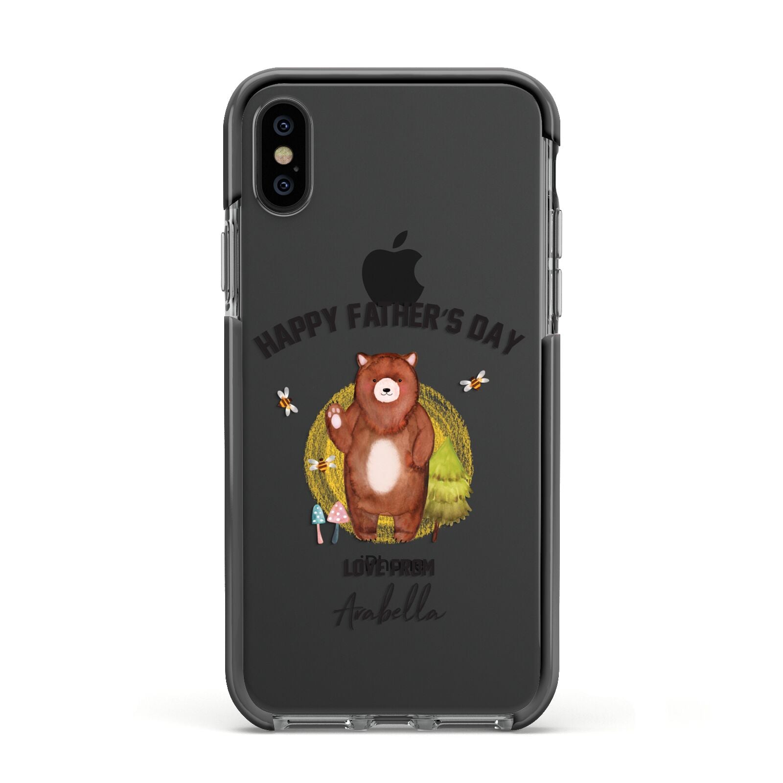 Fathers Day Bear Apple iPhone Xs Impact Case Black Edge on Black Phone