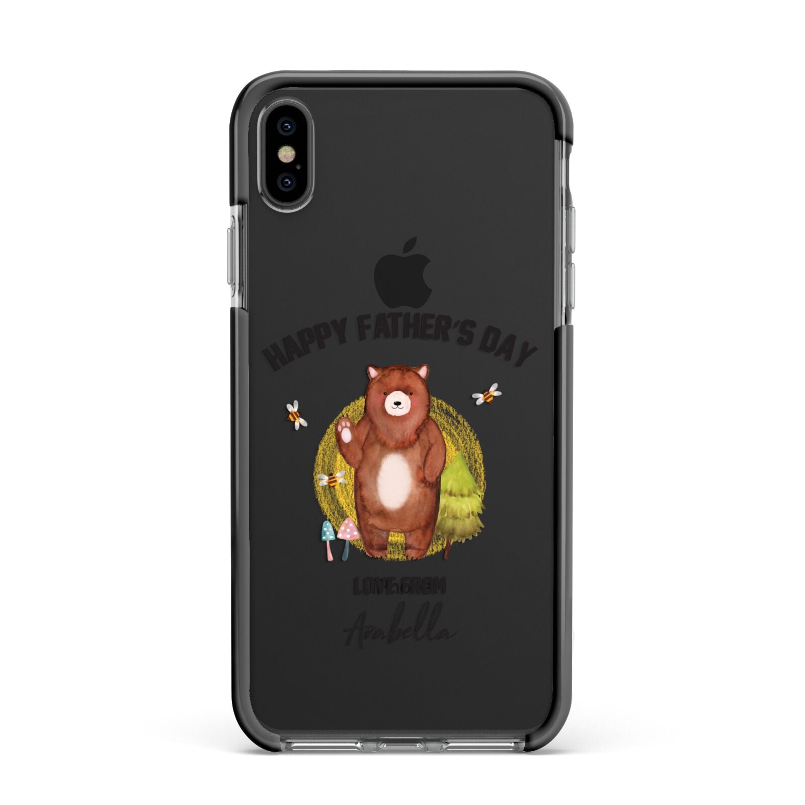 Fathers Day Bear Apple iPhone Xs Max Impact Case Black Edge on Black Phone