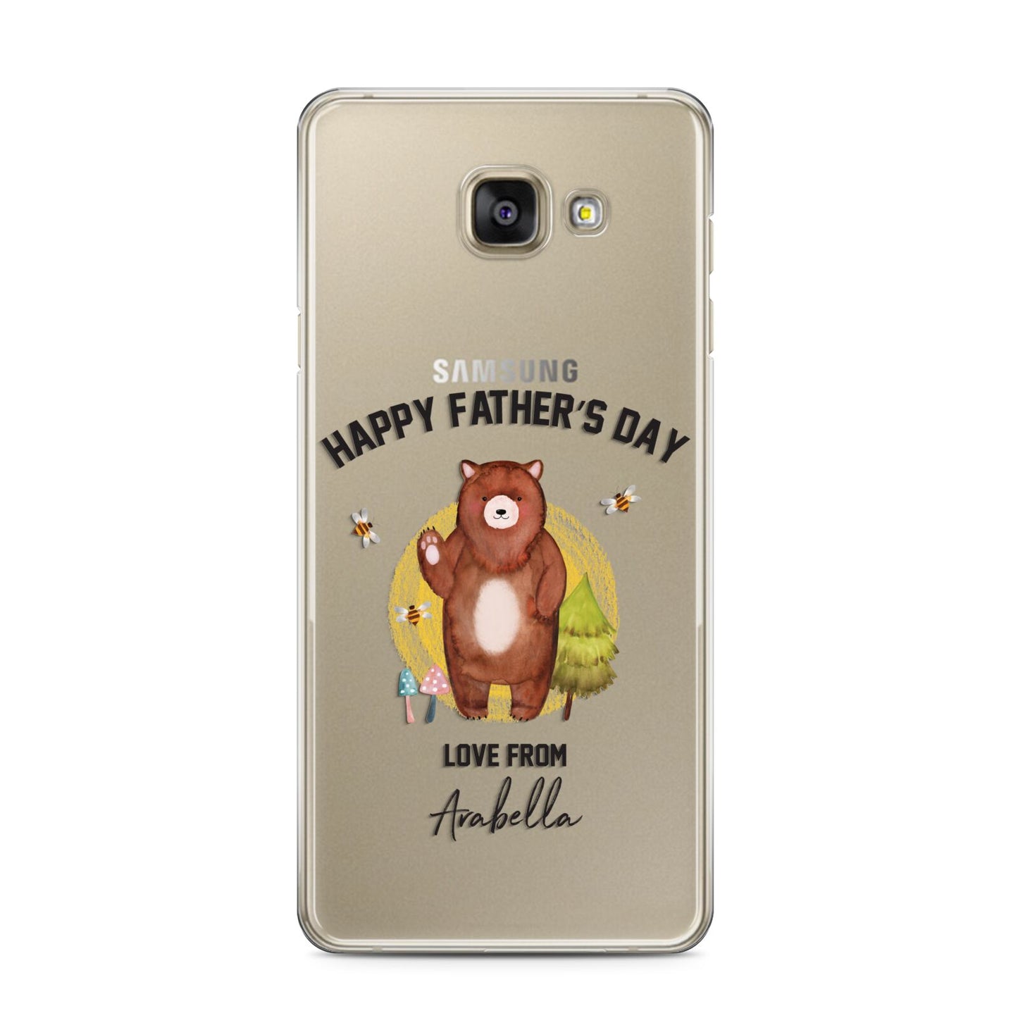 Fathers Day Bear Samsung Galaxy A3 2016 Case on gold phone