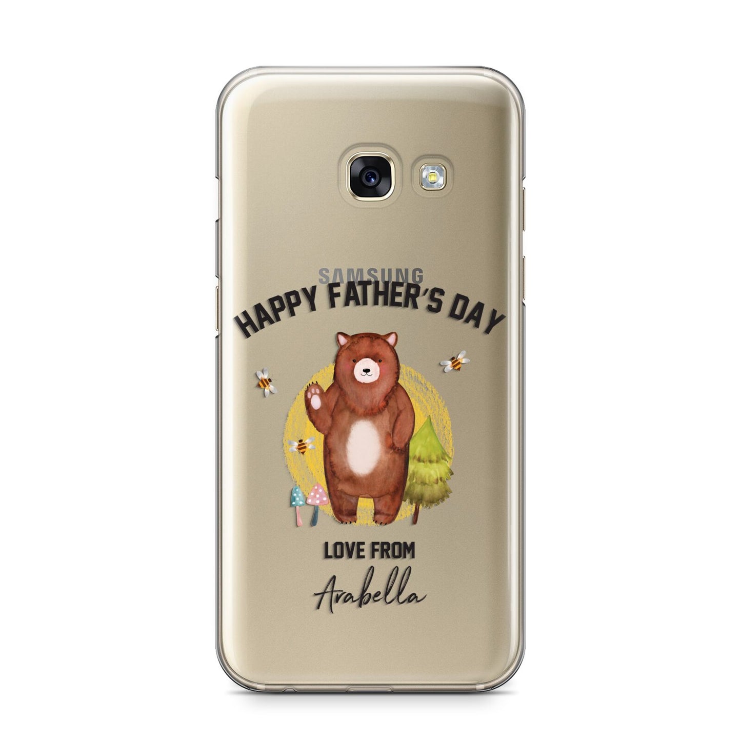 Fathers Day Bear Samsung Galaxy A3 2017 Case on gold phone