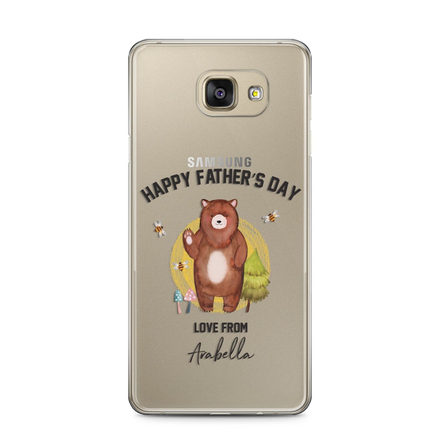 Fathers Day Bear Samsung Galaxy A5 2016 Case on gold phone