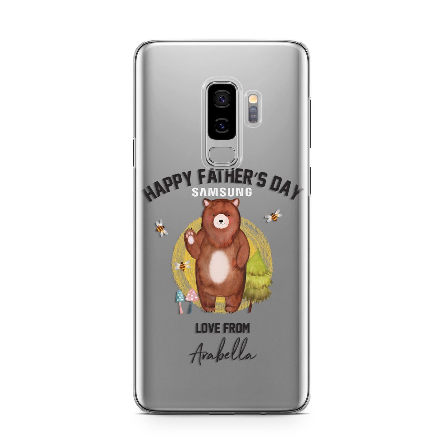 Fathers Day Bear Samsung Galaxy S9 Plus Case on Silver phone