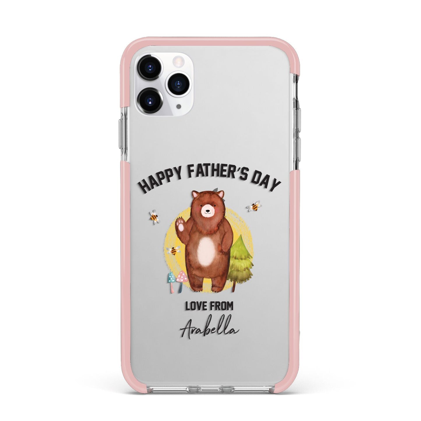 Fathers Day Bear iPhone 11 Pro Max Impact Pink Edge Case