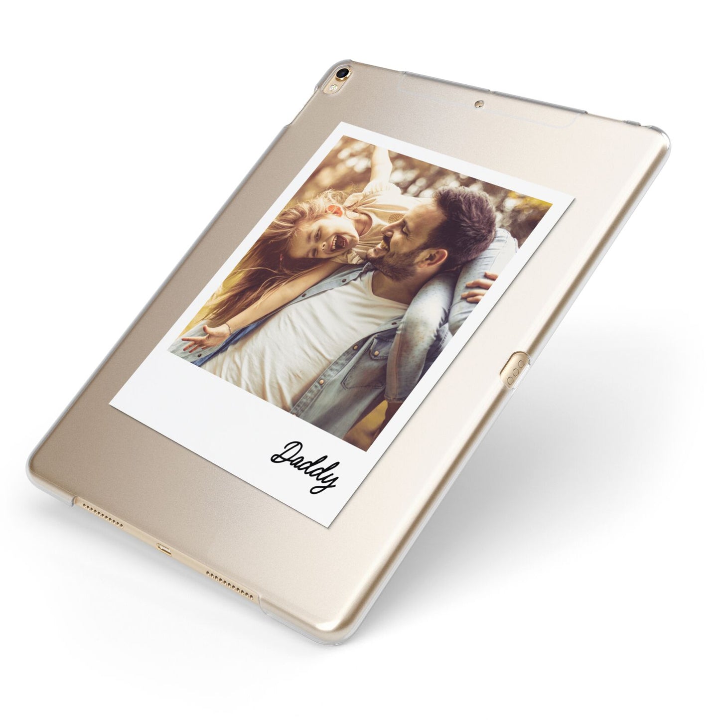 Fathers Day Photo Apple iPad Case on Gold iPad Side View