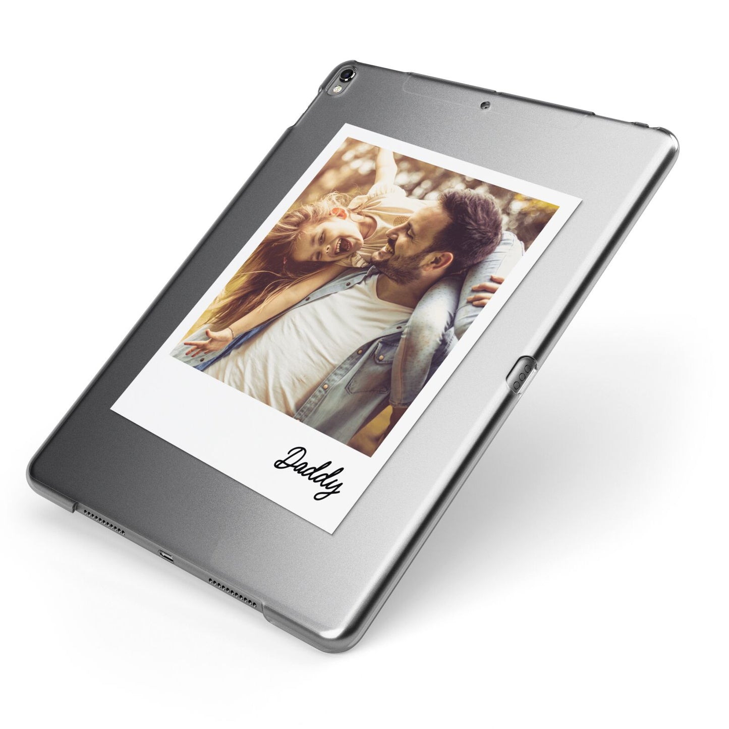 Fathers Day Photo Apple iPad Case on Grey iPad Side View