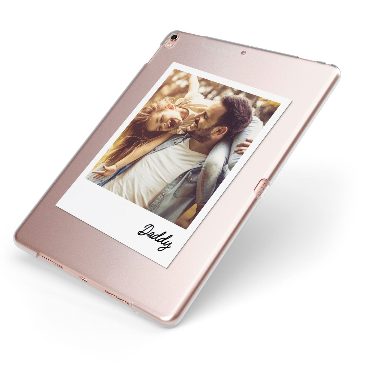 Fathers Day Photo Apple iPad Case on Rose Gold iPad Side View