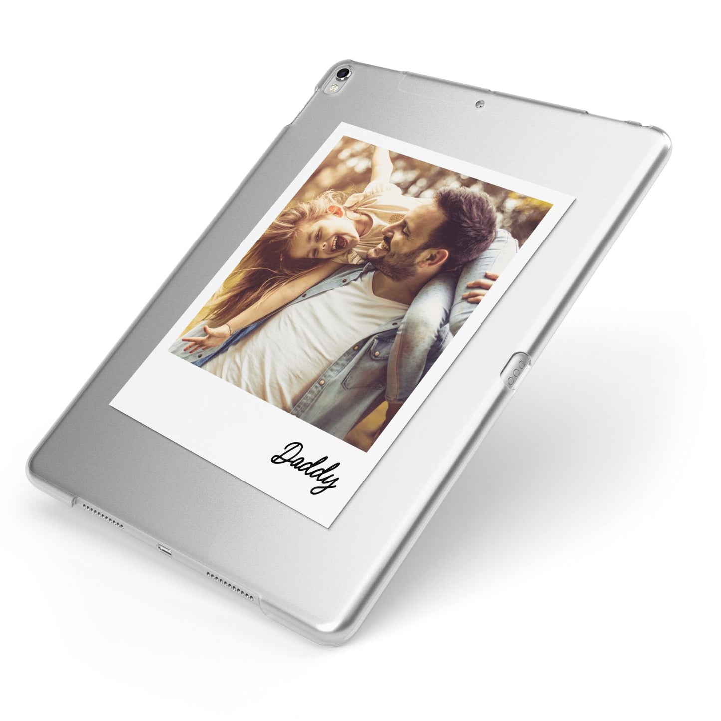 Fathers Day Photo Apple iPad Case on Silver iPad Side View