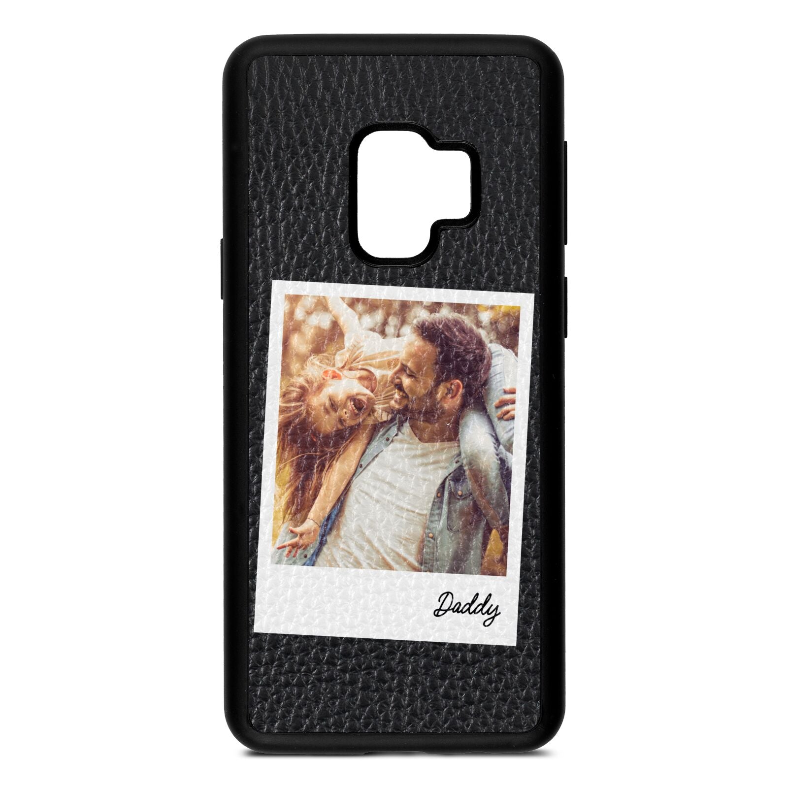 Fathers Day Photo Black Pebble Leather Samsung S9 Case