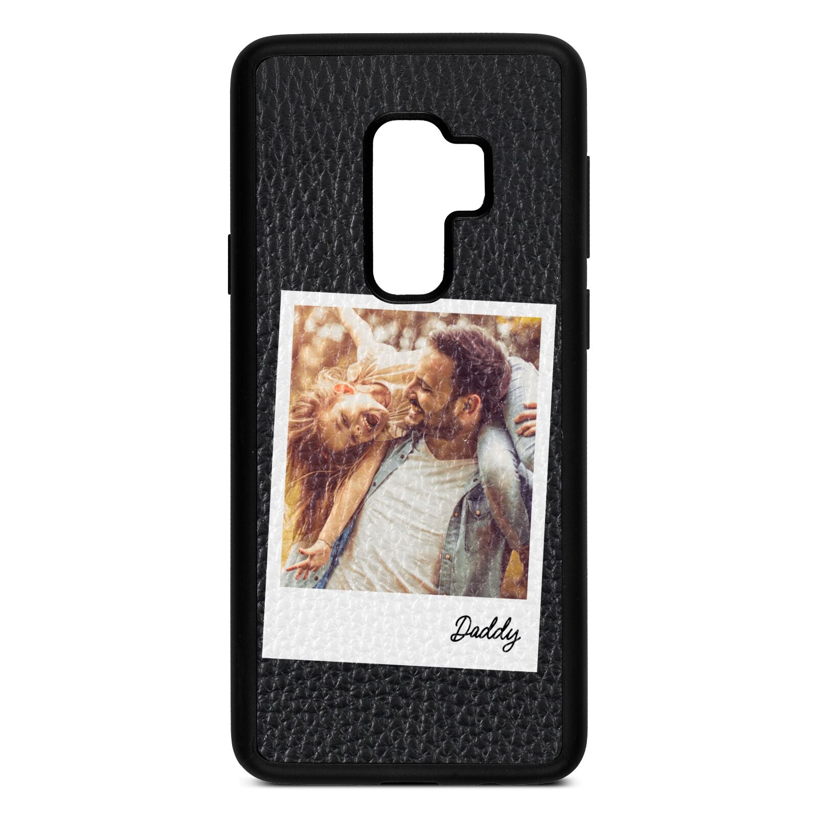 Fathers Day Photo Black Pebble Leather Samsung S9 Plus Case