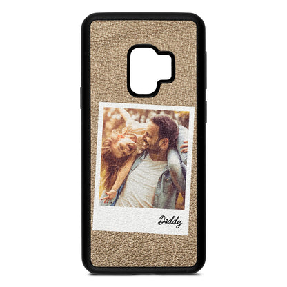 Fathers Day Photo Gold Pebble Leather Samsung S9 Case