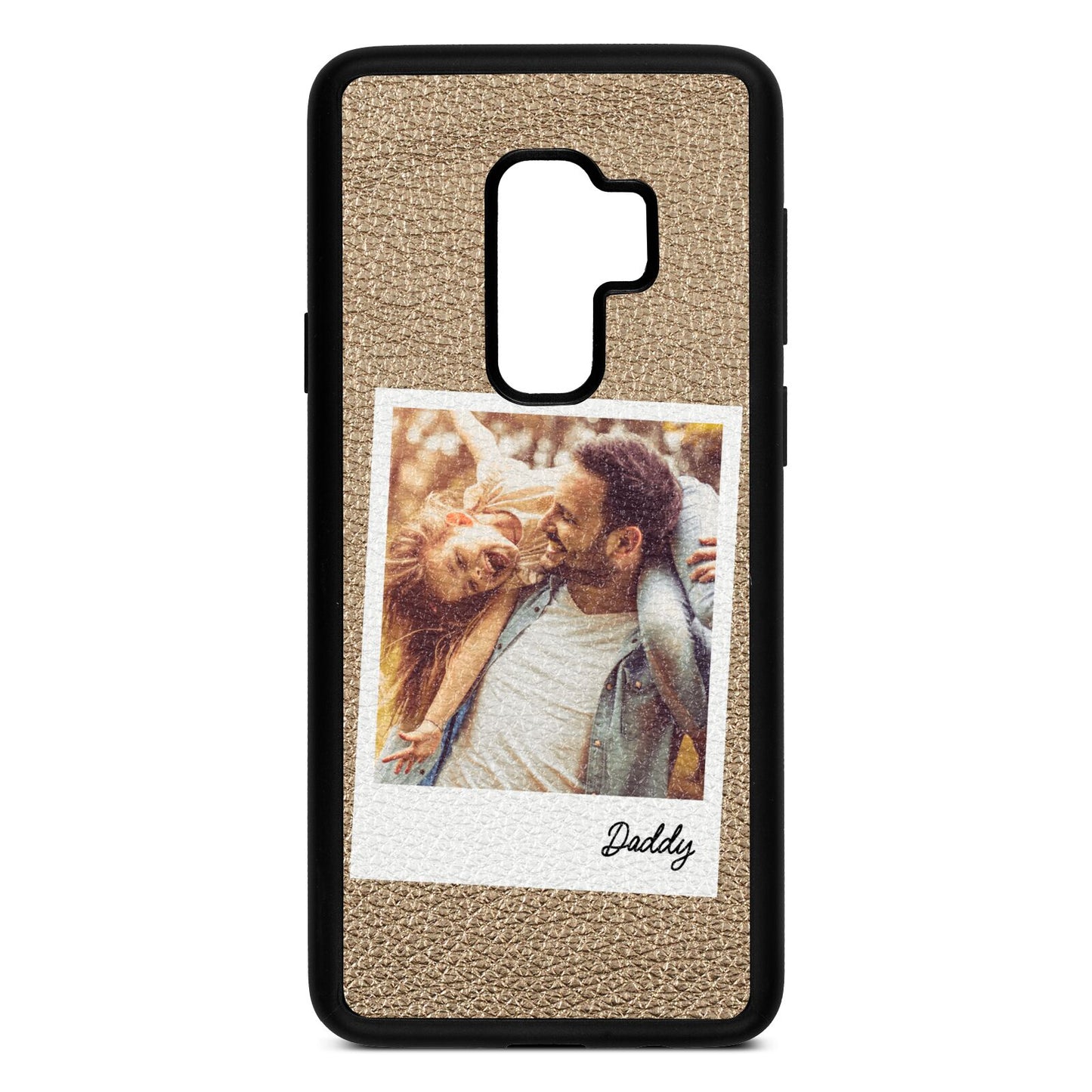 Fathers Day Photo Gold Pebble Leather Samsung S9 Plus Case