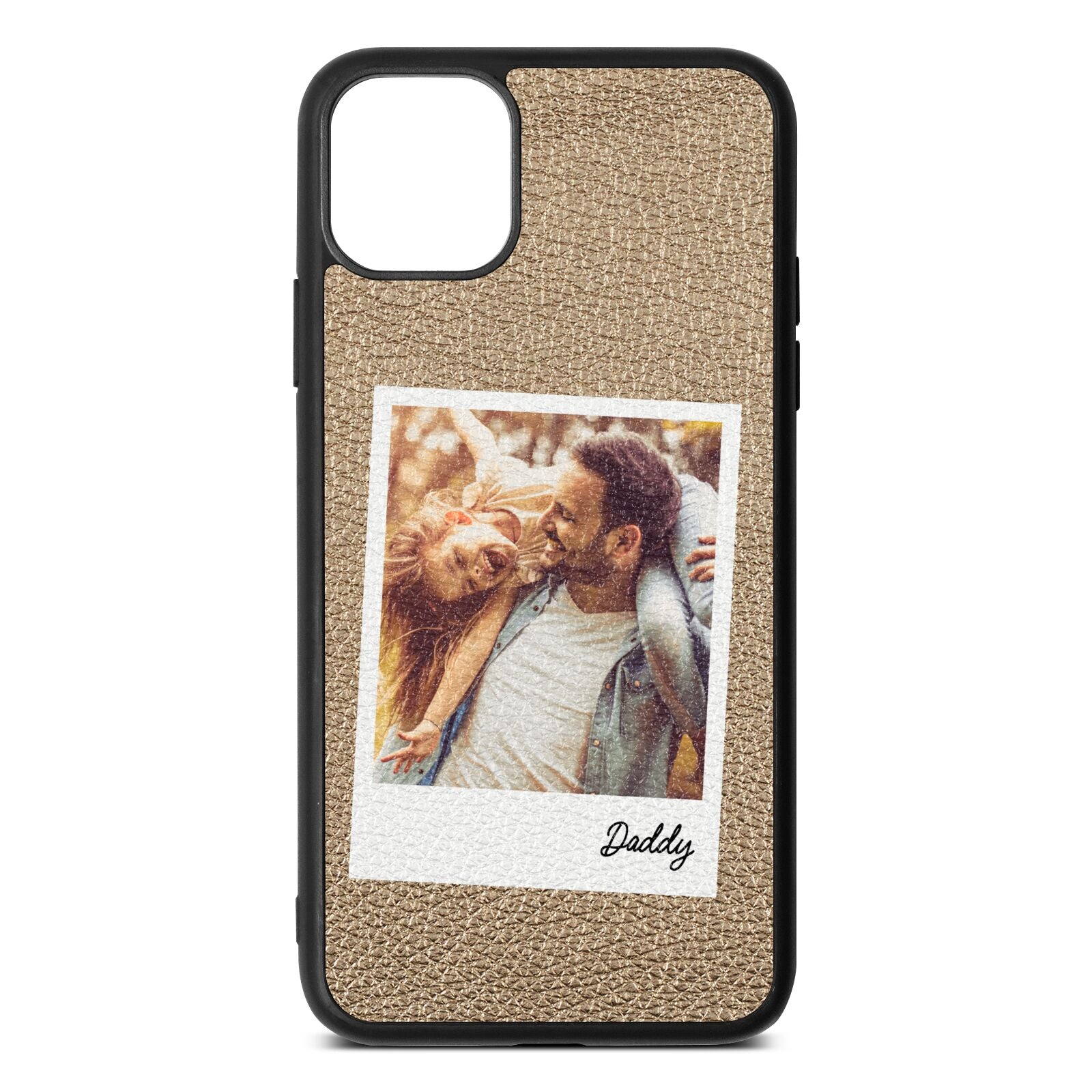 Fathers Day Photo Gold Pebble Leather iPhone 11 Pro Max Case