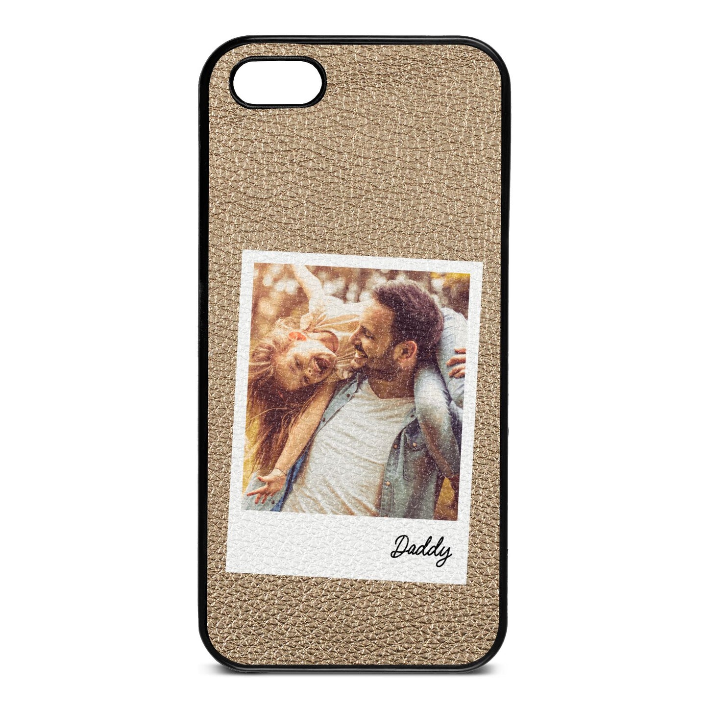 Fathers Day Photo Gold Pebble Leather iPhone 5 Case