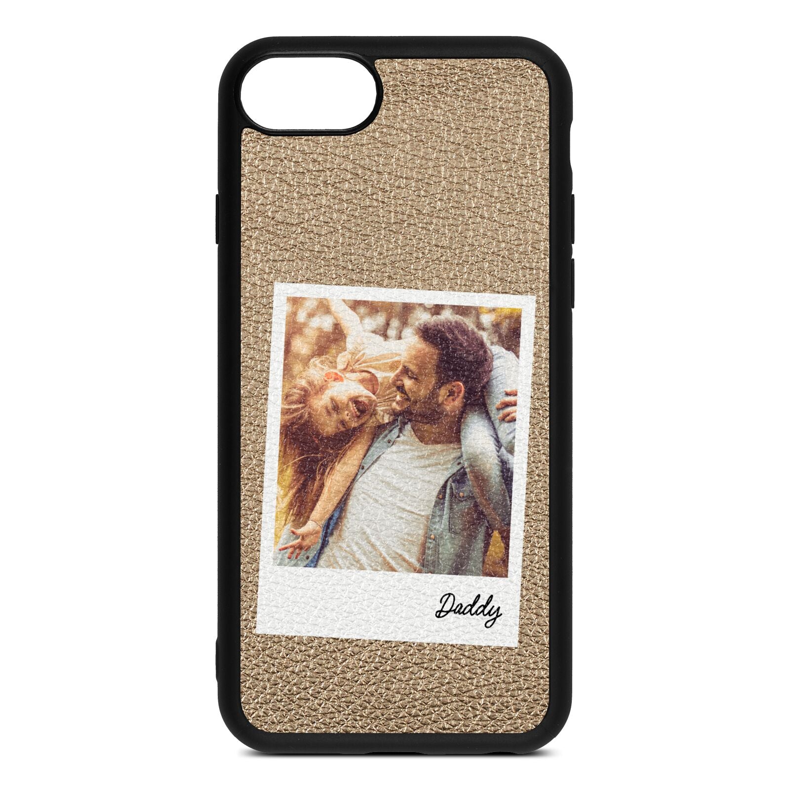 Fathers Day Photo Gold Pebble Leather iPhone 8 Case