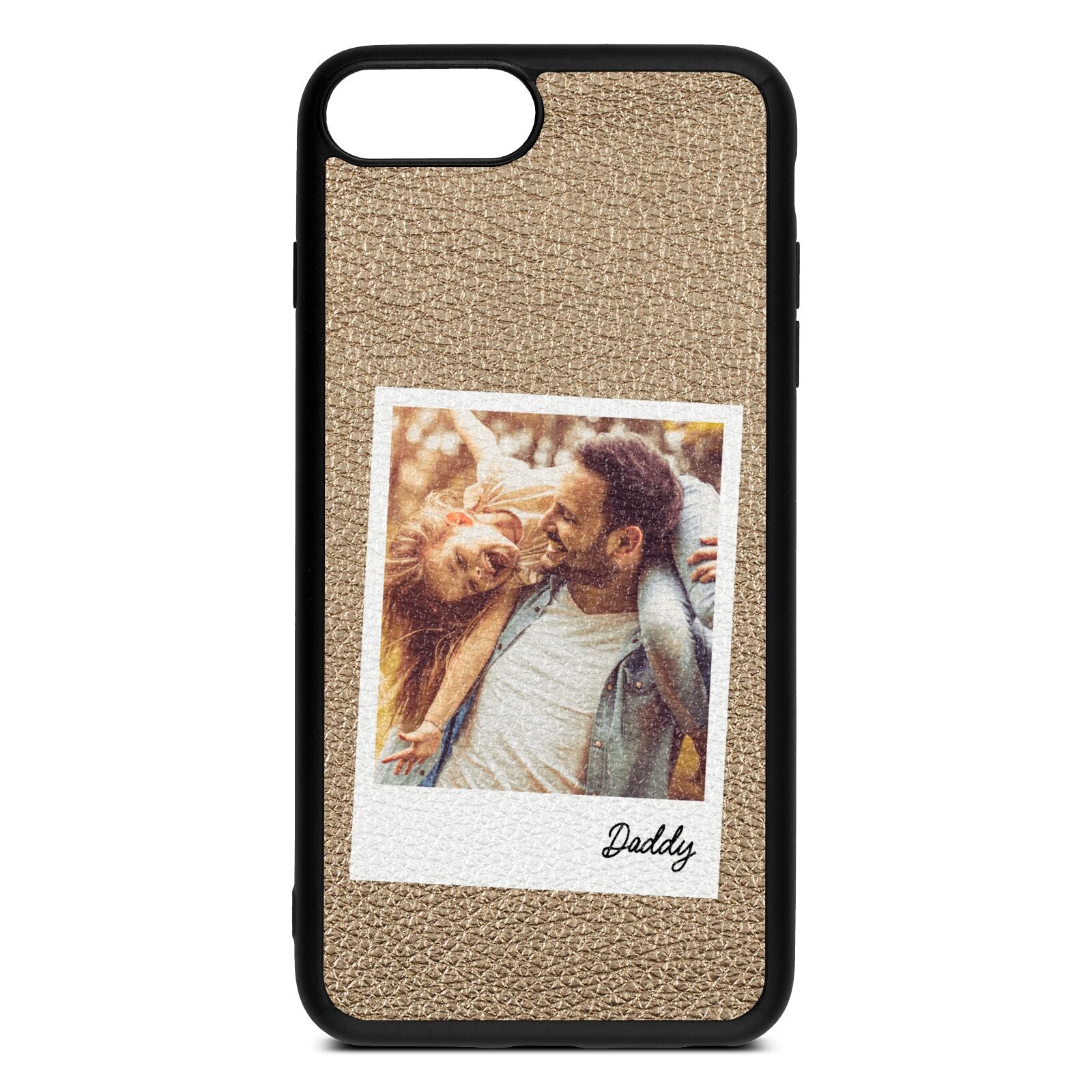 Fathers Day Photo Gold Pebble Leather iPhone 8 Plus Case