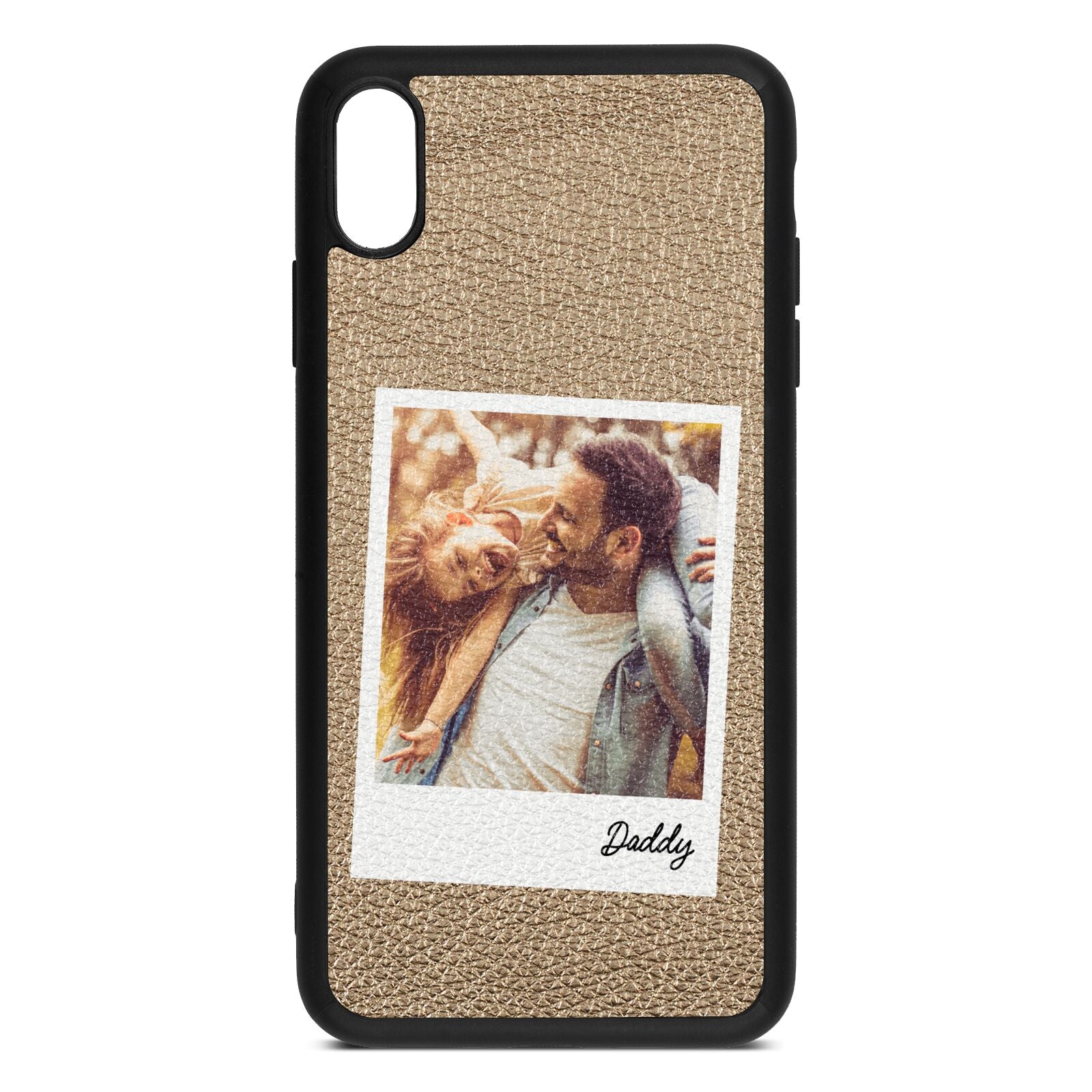 Fathers Day Photo Gold Pebble Leather iPhone Xs Max Case