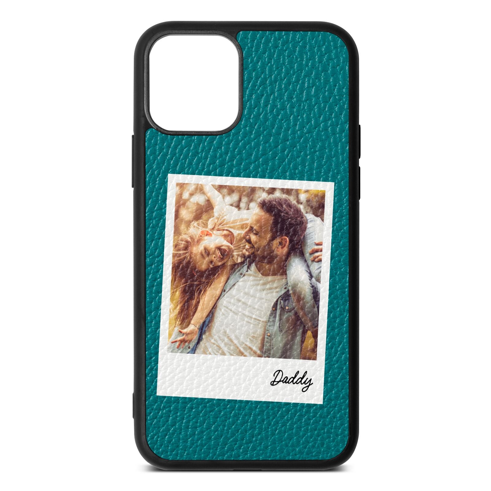 Fathers Day Photo Green Pebble Leather iPhone 11 Case