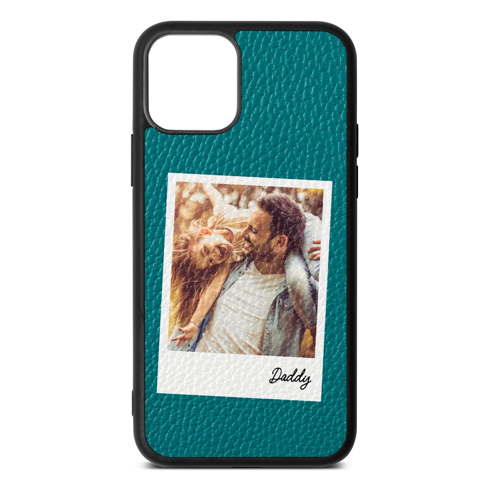 Fathers Day Photo Green Pebble Leather iPhone 11 Pro Case