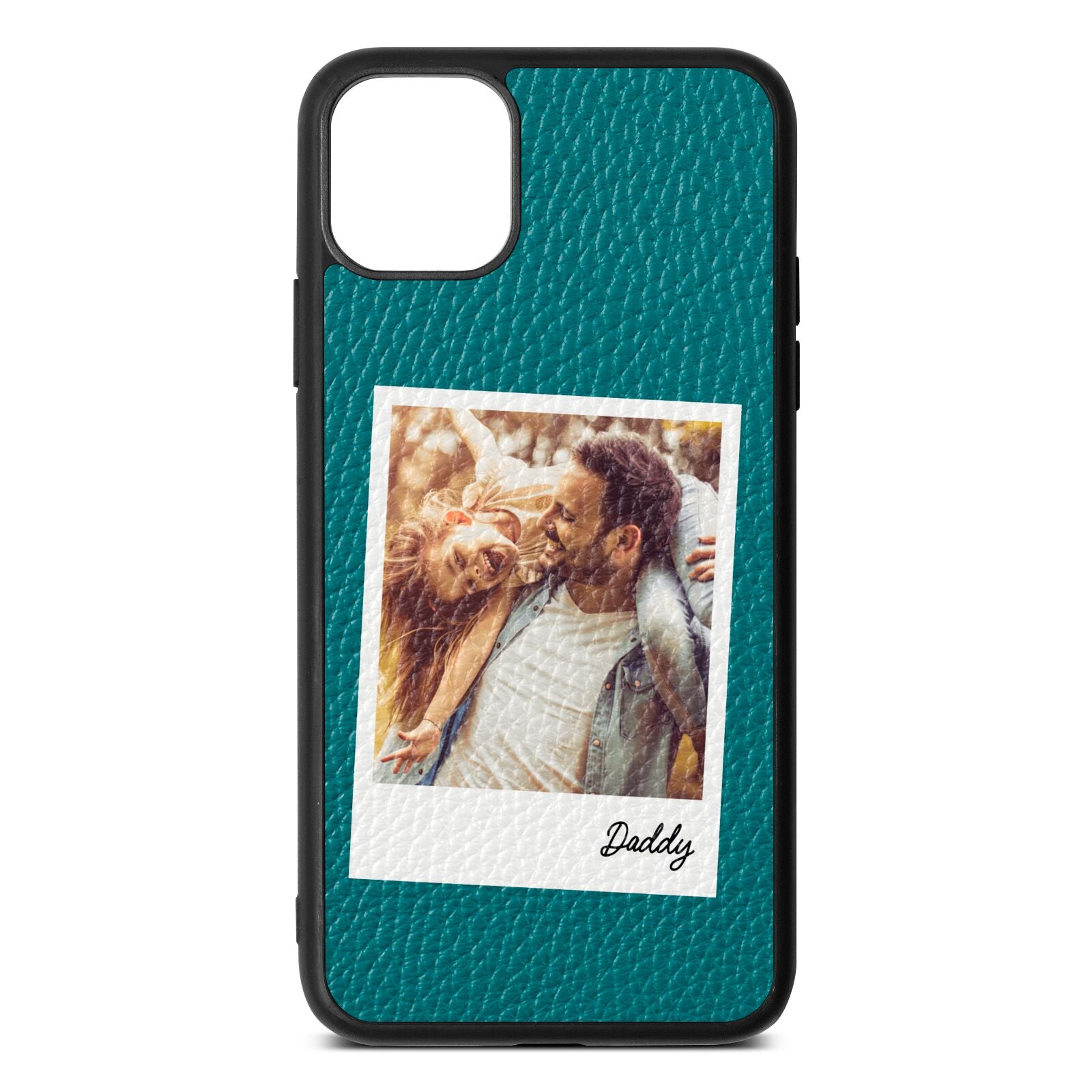 Fathers Day Photo Green Pebble Leather iPhone 11 Pro Max Case