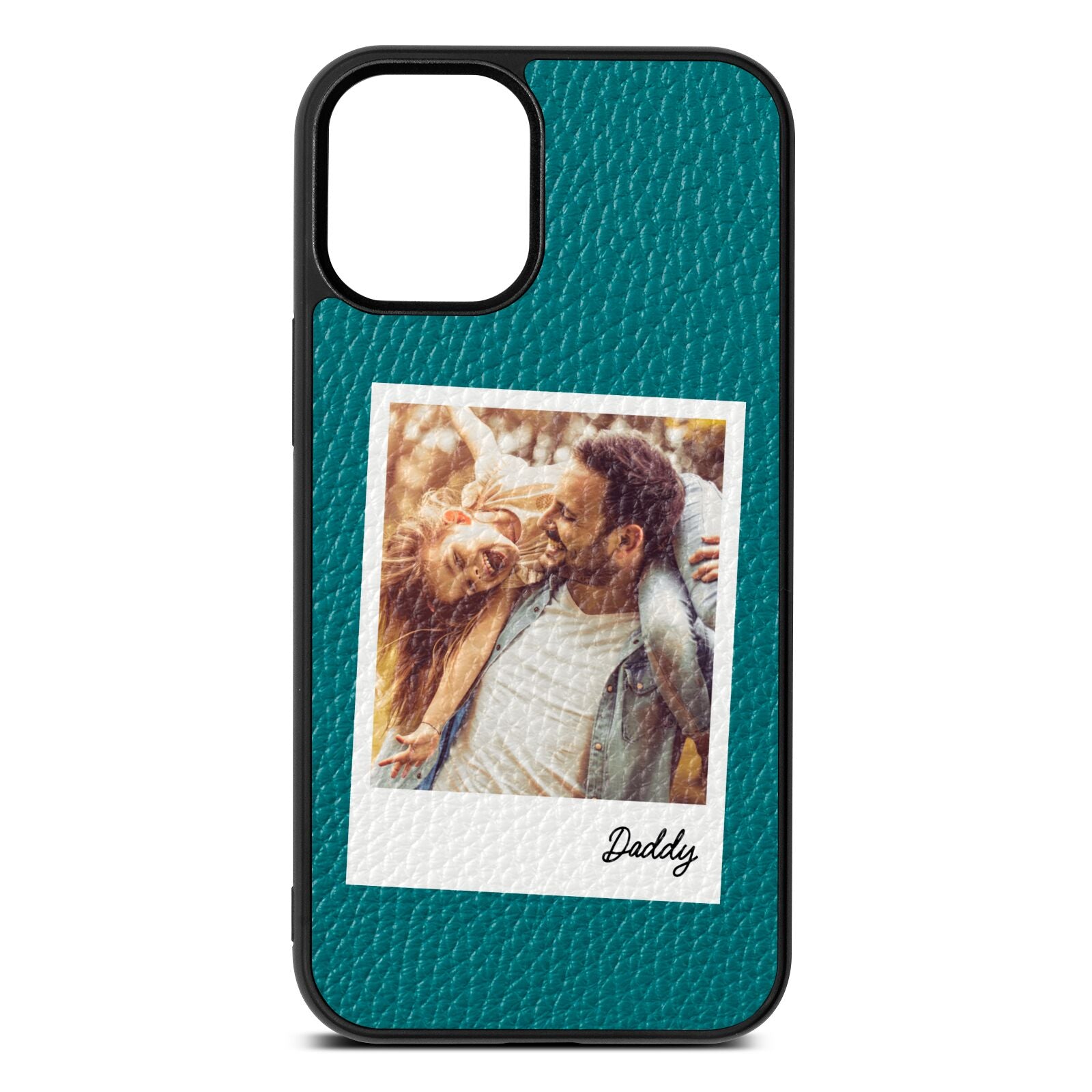 Fathers Day Photo Green Pebble Leather iPhone 12 Mini Case